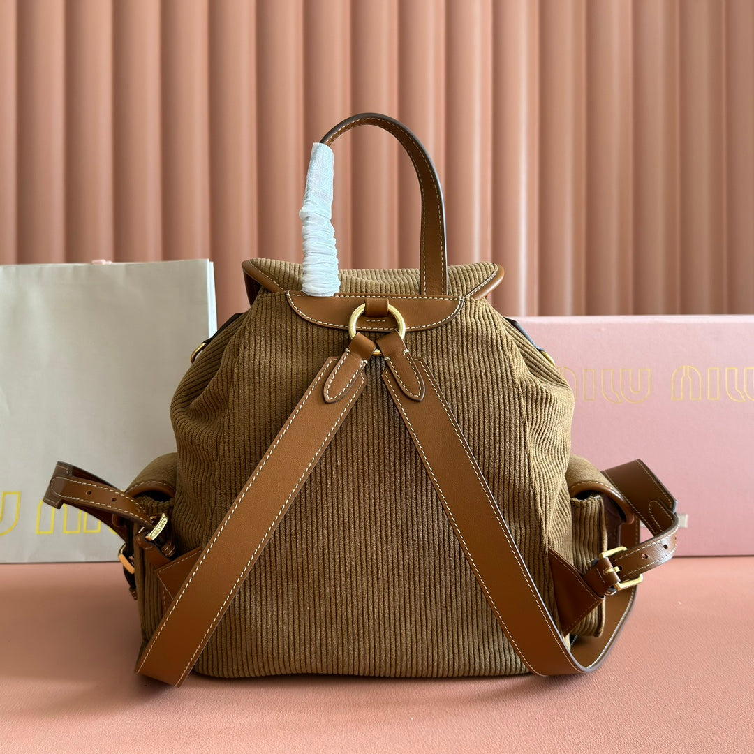 M*u Corduroy Backpack Brown Suede
