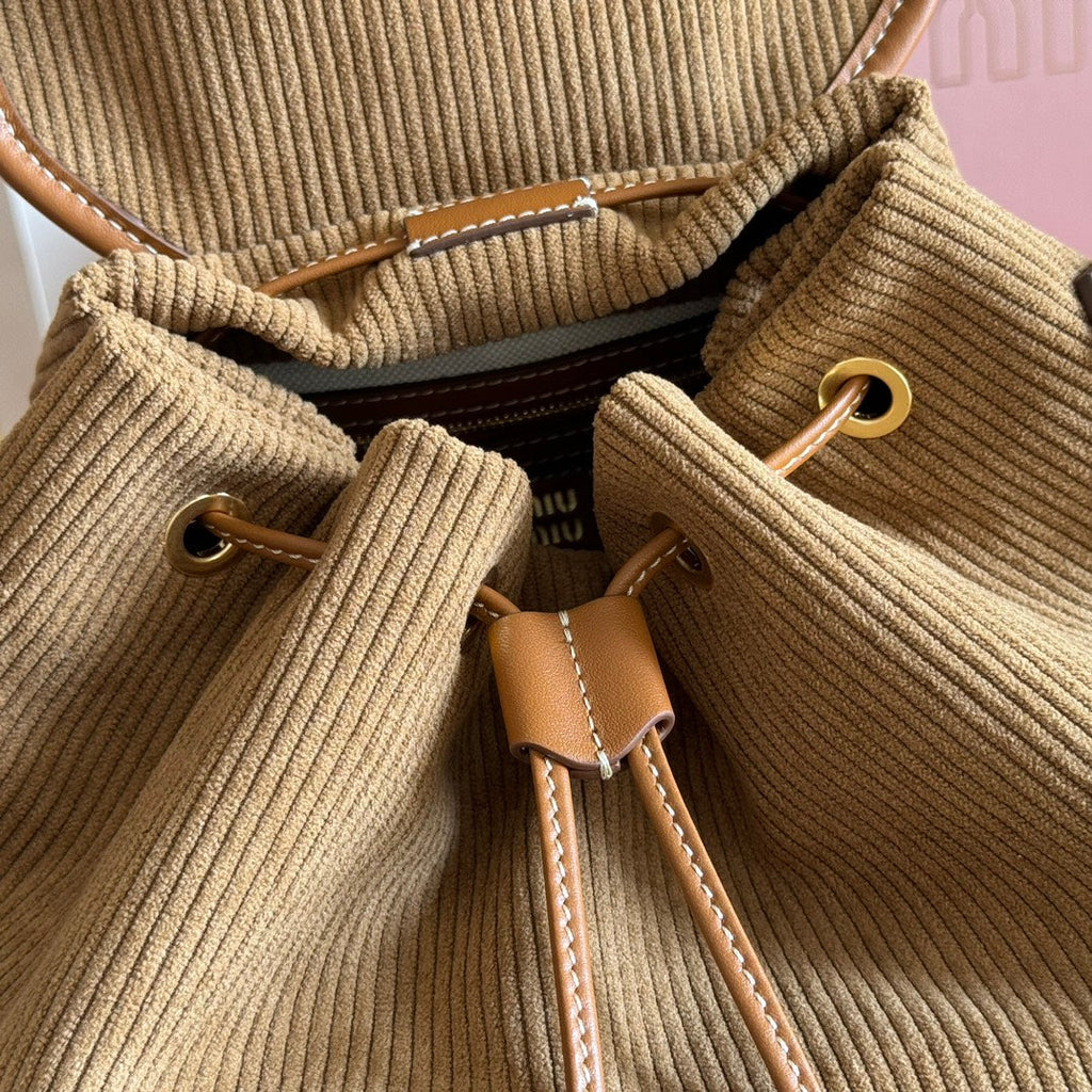 M*u Corduroy Backpack Brown Suede