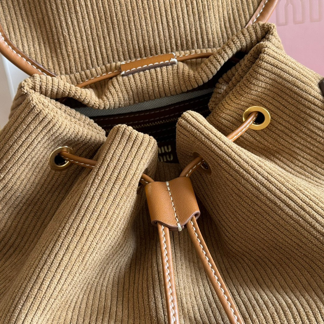 M*u Corduroy Backpack Brown Suede
