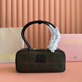 M*u Beau Tartan Top Handle Bag Wool Leather