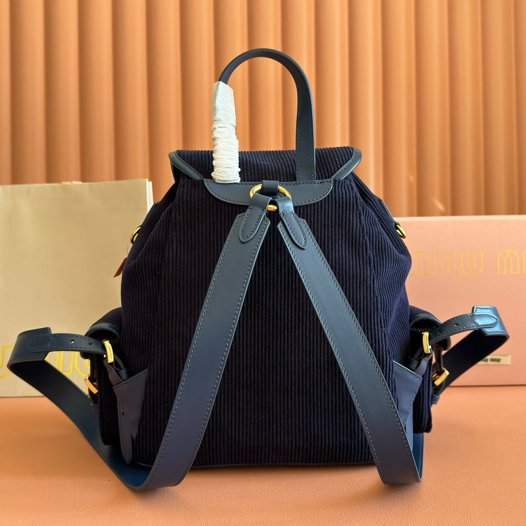 M*u Corduroy Backpack Leather Trim