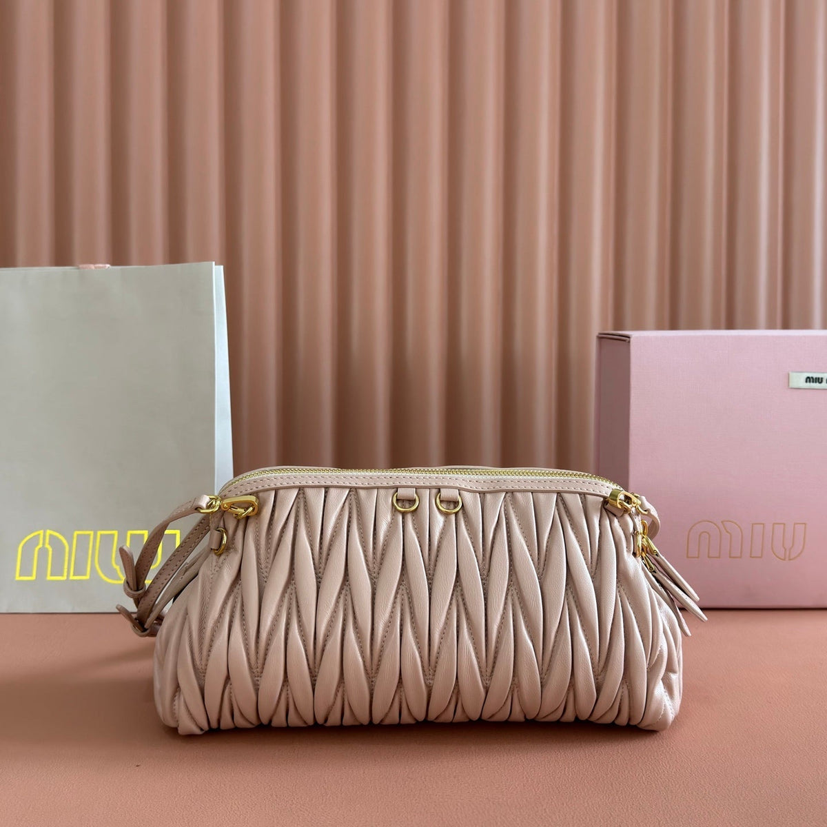 M*u Caprice Clutch Matelassé Nappa Leather