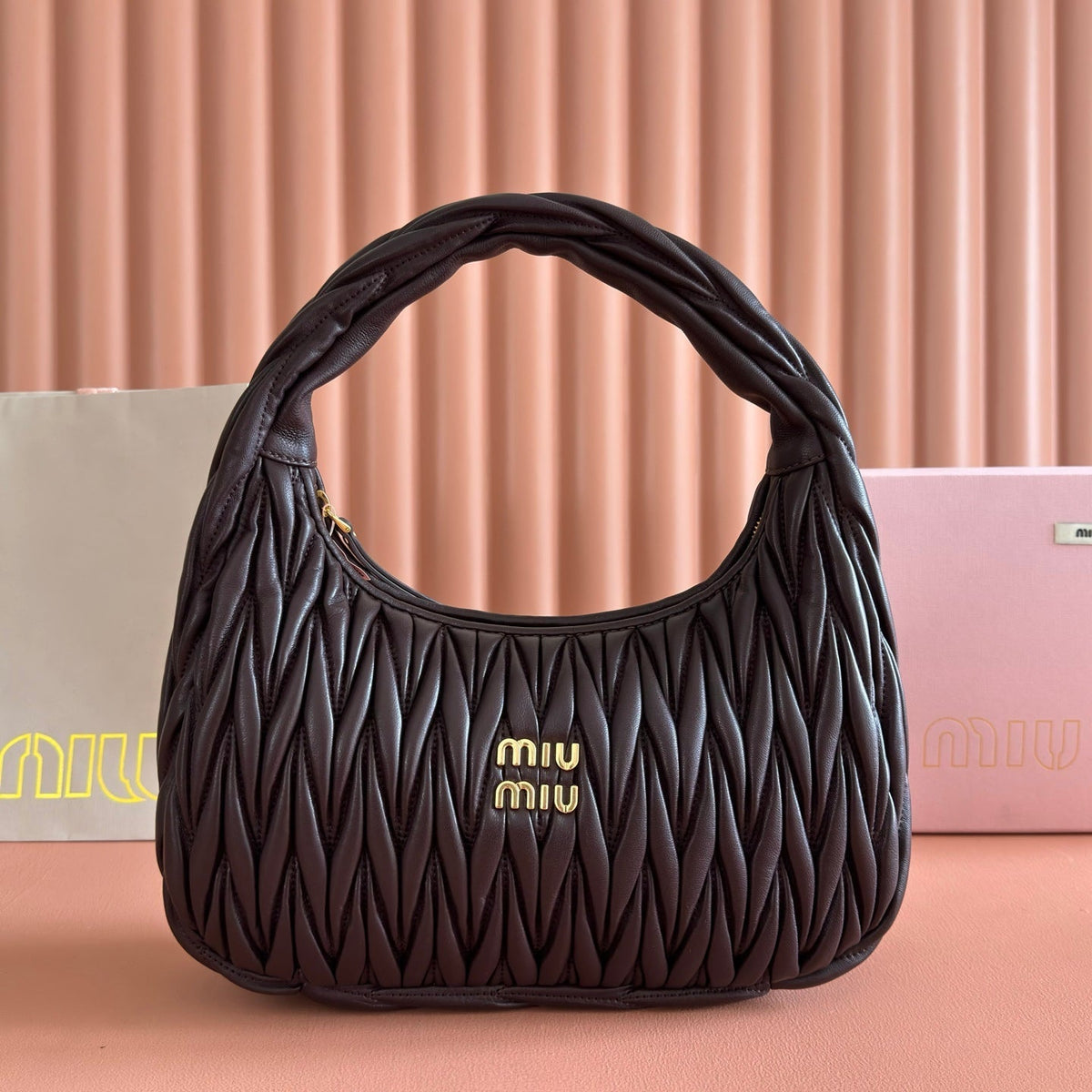 M*u Wander Matelassé Shoulder Bag Lambskin