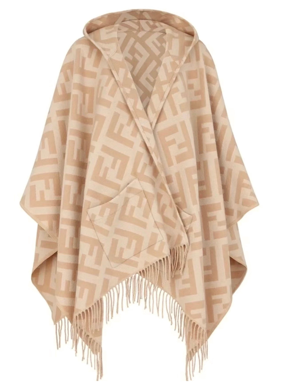 F*F PONCHO IN TUSCAN BEIGE CASHMERE