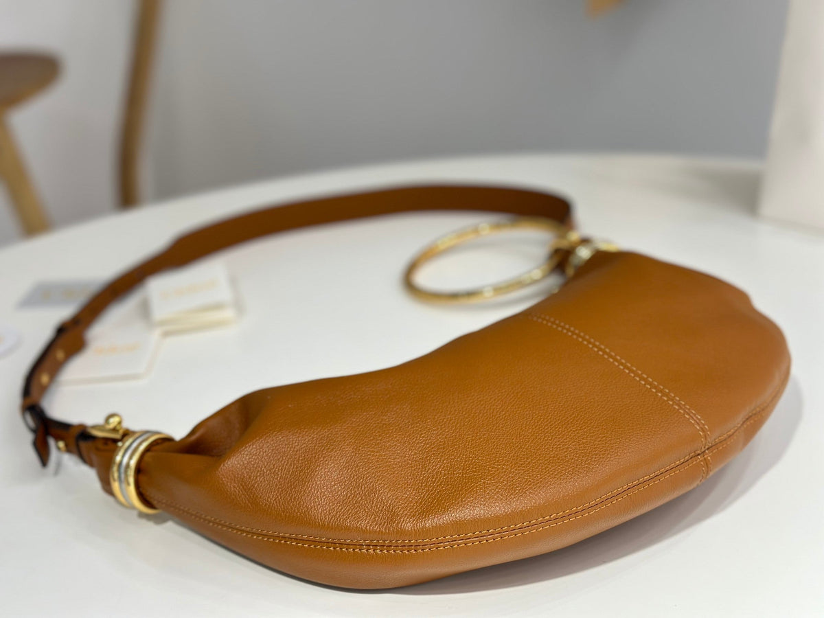 Chl*e Small Bracelet 32cm Hobo Bag Brown Grained Calfskin