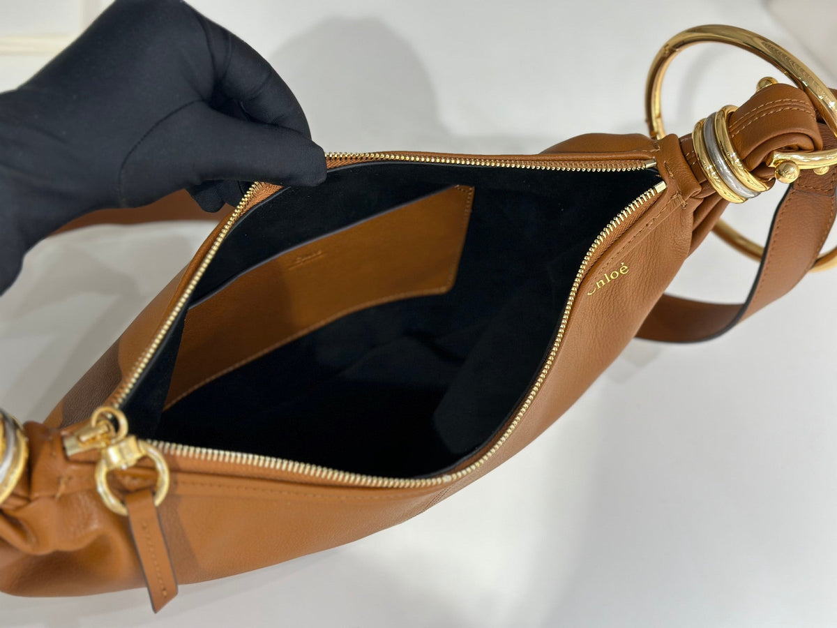 Chl*e Small Bracelet 32cm Hobo Bag Brown Grained Calfskin