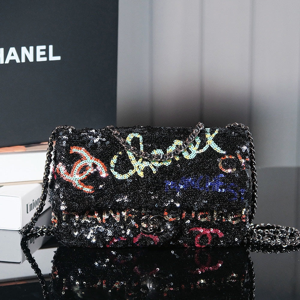 24S Flap Bag Sequin Calfskin