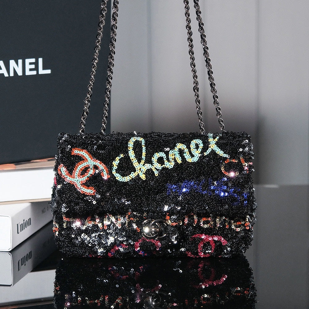 24S Flap Bag Sequin Calfskin