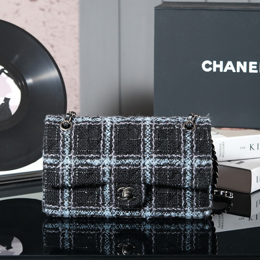 24K Flap Bag Stripe Tweed