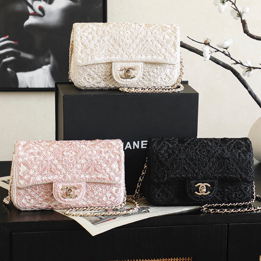 Ch*nel 2026 Camellia Bag Woven Leather