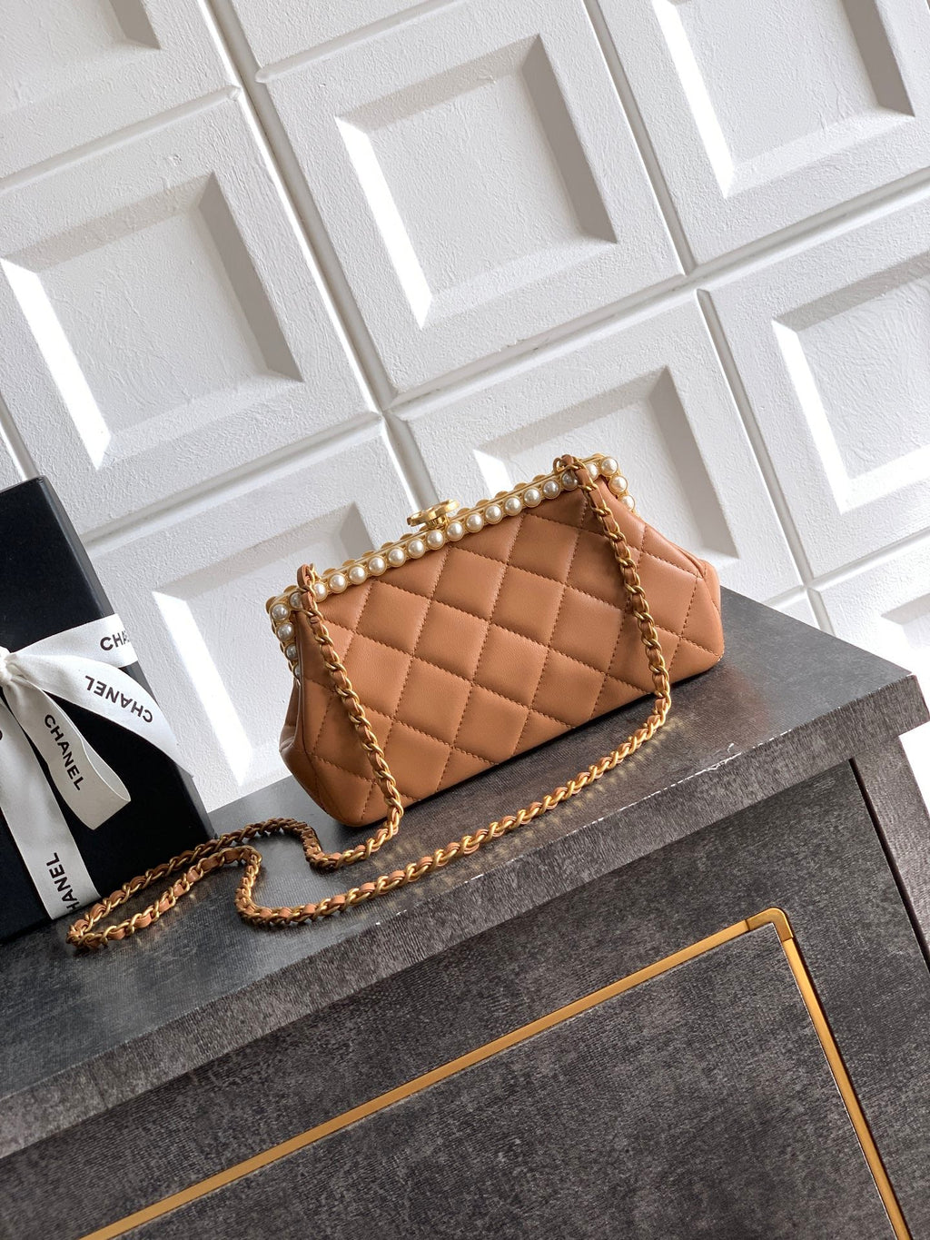 Ch*nel 2026 Pearl Clutch Lambskin