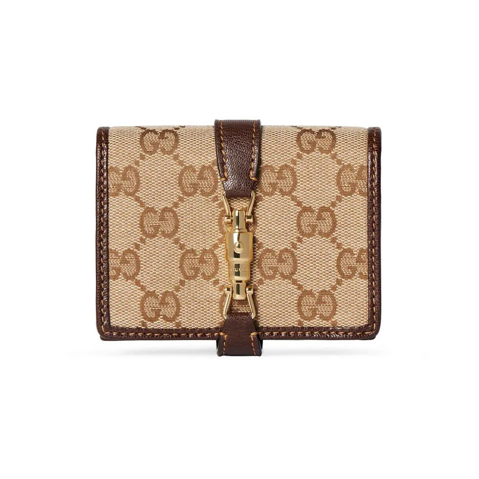G*G 26s Jackie Medium Wallet Beige Brown Canvas Leather
