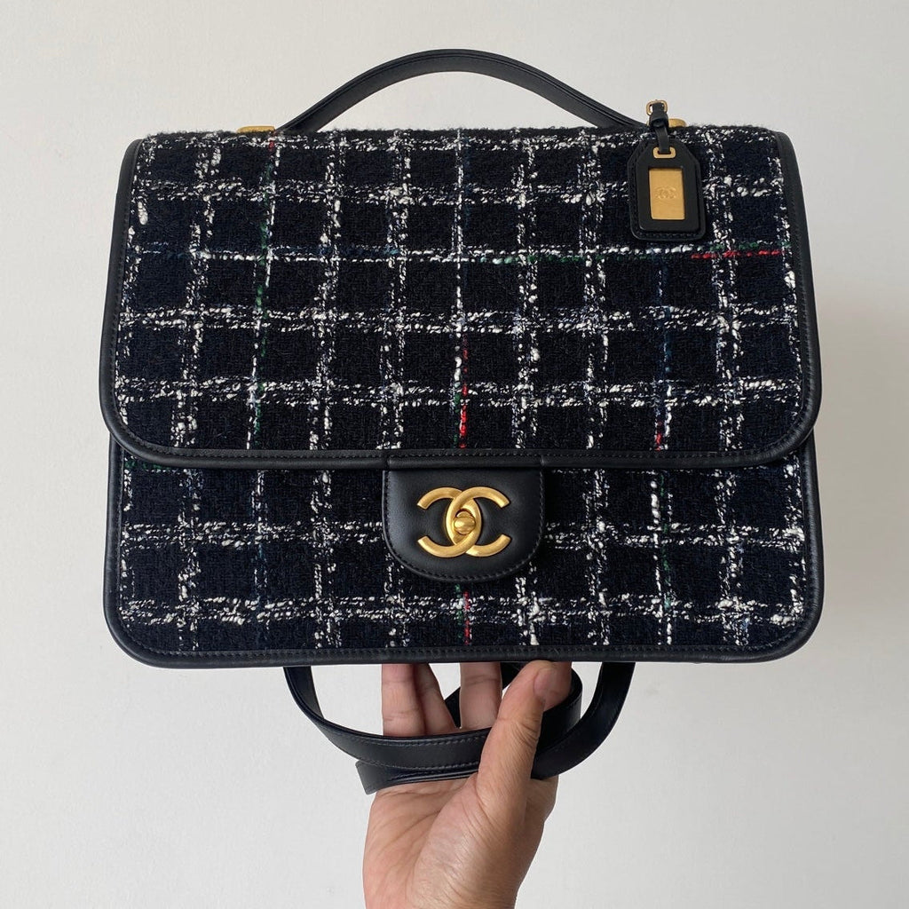 C*C 2025 Tweed School Memory Mini Top Handle Flap Black