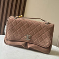 C*C Double Pocket Messenger Bag Lambskin Quilted