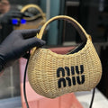 WANDER WICKER HOBO BAG HANDWOVEN CALFSKIN LOGO