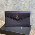 Y*S*L 22s Uptown Pouch Clutch Bag Black Cowhide Sliver HW