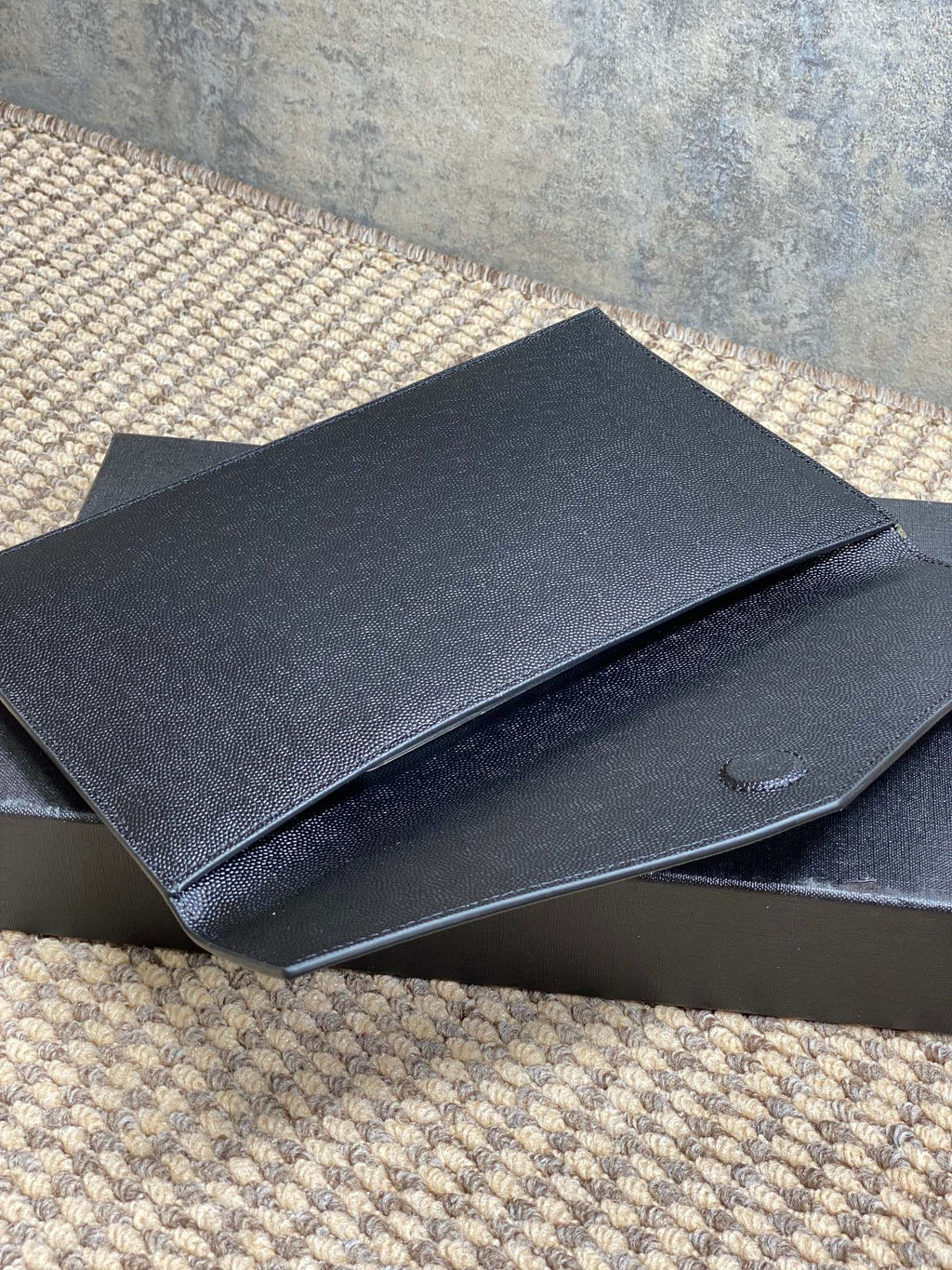 Y*S*L 22s Uptown Pouch Clutch Bag Black Cowhide Sliver HW