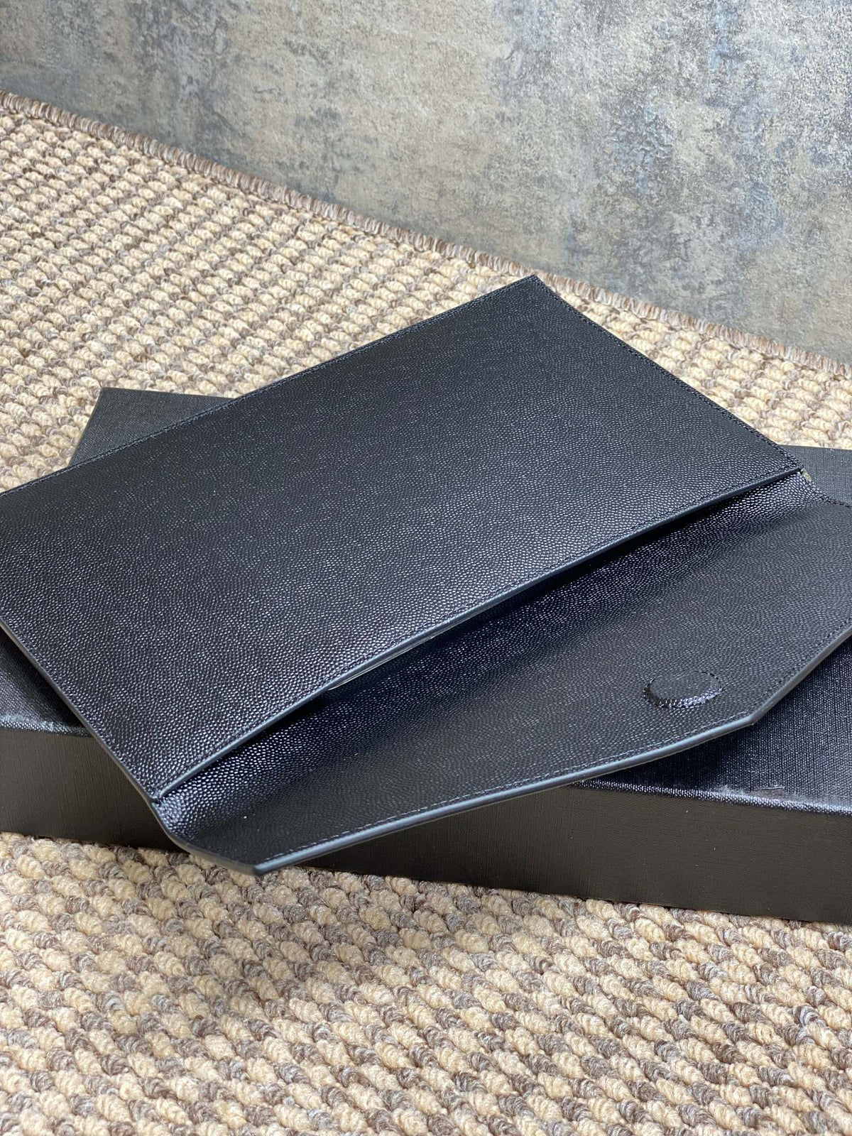 Y*S*L 22s Uptown Pouch Clutch Bag Black Cowhide Sliver HW