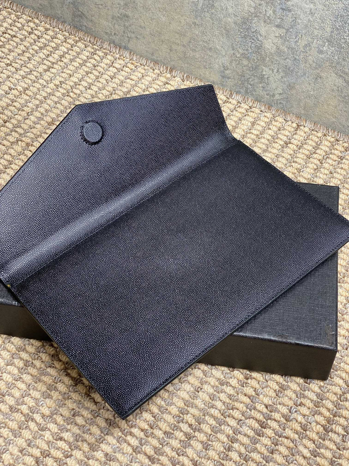Y*S*L 22s Uptown Pouch Clutch Bag Black Cowhide Sliver HW