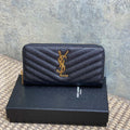 Y*S*L Zippy Long Wallet Black Caviar Cowhide GHW