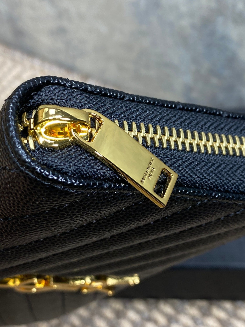 Y*S*L Zippy Long Wallet Black Caviar Cowhide GHW