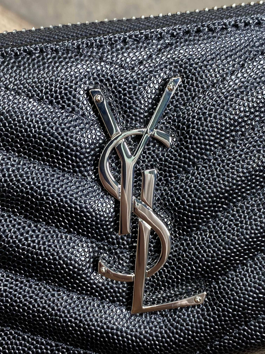 Y*S*L Zippy Long Wallet Black Caviar Cowhide Sliver HW