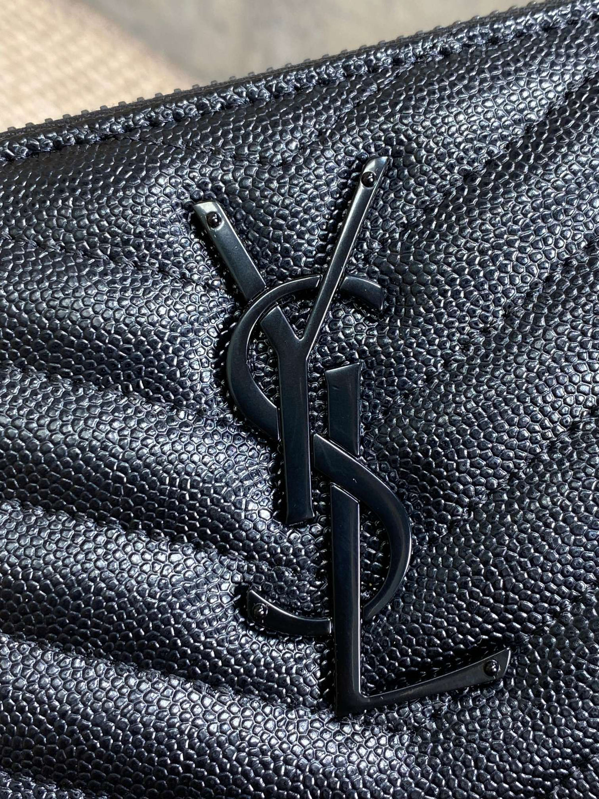 Y*S*L Zippy Long Wallet Full Black Caviar Cowhide