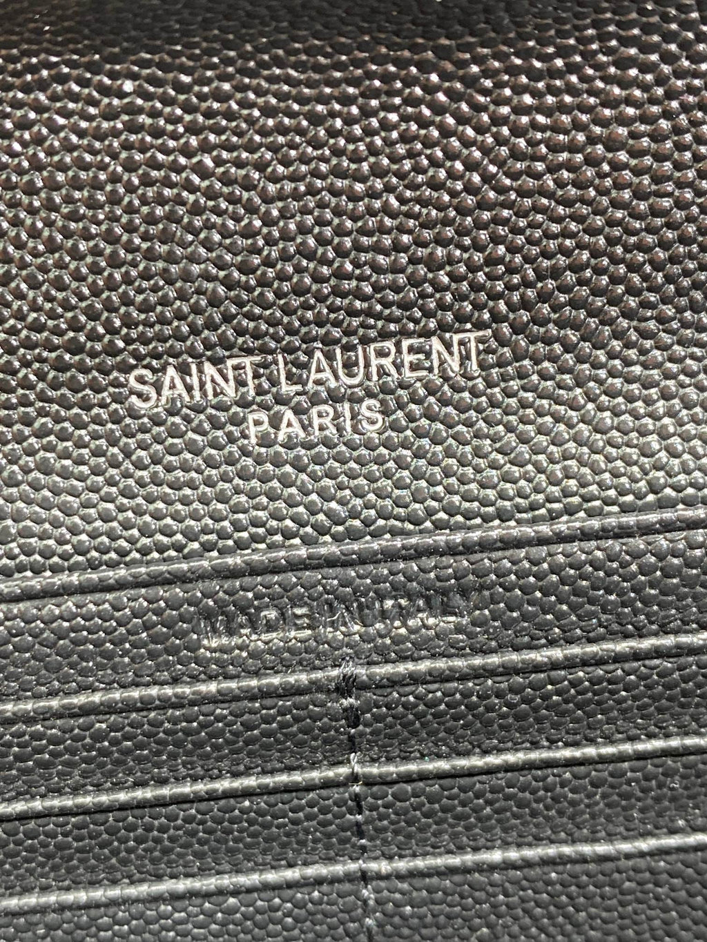 Y*S*L Cassandre Envelope Flap Wallet Black Caviar Cowhide Sliver HW