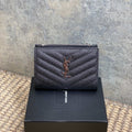 Y*S*L Monogram Wallet Wallet 13cm Black Caviar Cowhide Sliver HW