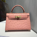 H*rmes Kelly 19 Sellier Muted Pink Ostrich Leather Bag Sliver Hardware (need 25 day to produce)
