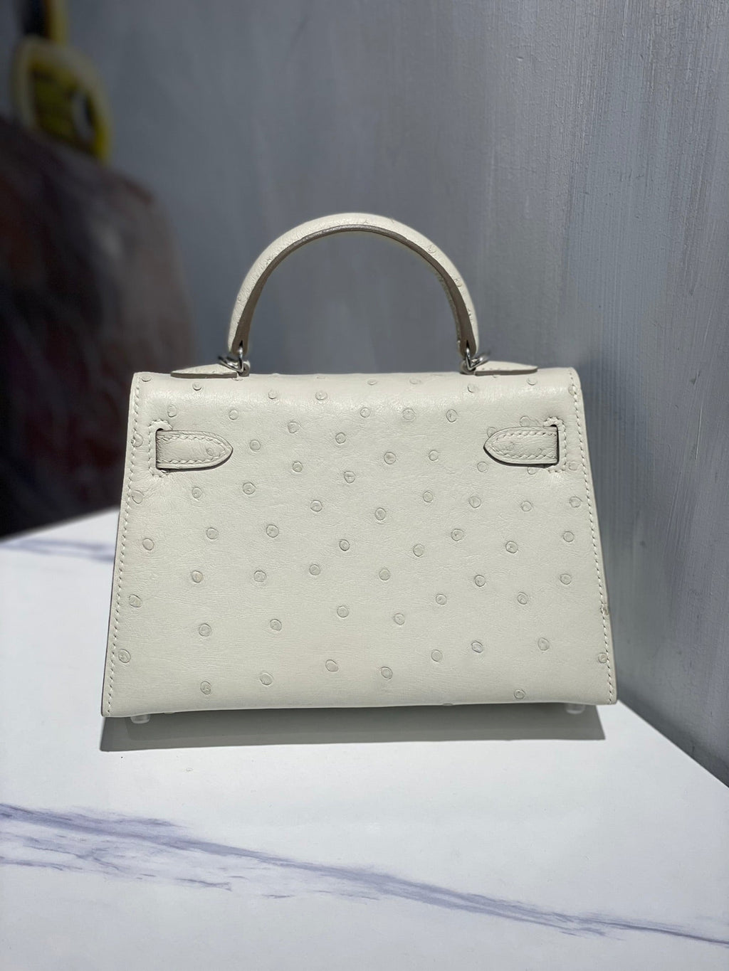 H*rmes Kelly 19 Sellier Off White Ostrich Leather Bag Sliver Hardware (need 25 day to produce)