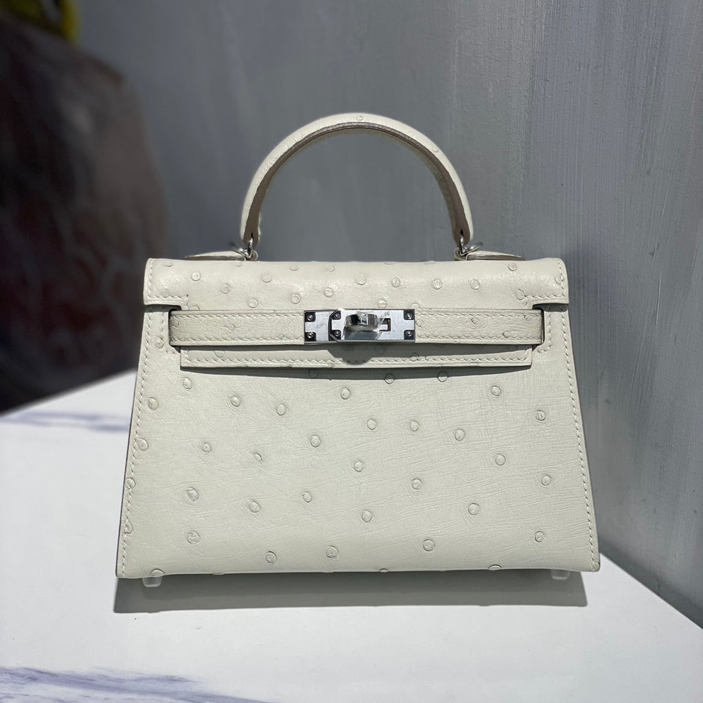 H*rmes Kelly 19 Sellier Off White Ostrich Leather Bag Sliver Hardware (need 25 day to produce)