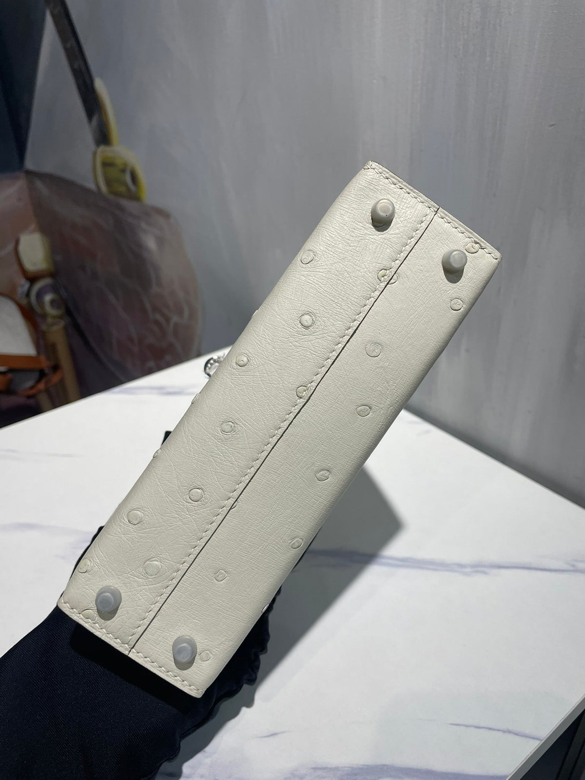 H*rmes Kelly 19 Sellier Off White Ostrich Leather Bag Sliver Hardware (need 25 day to produce)