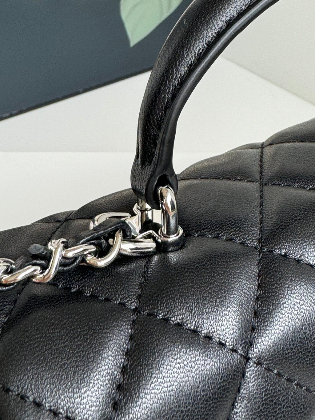 24C FLAP BAG TOP HANDLE CALFSKIN SILVER HARDWARE