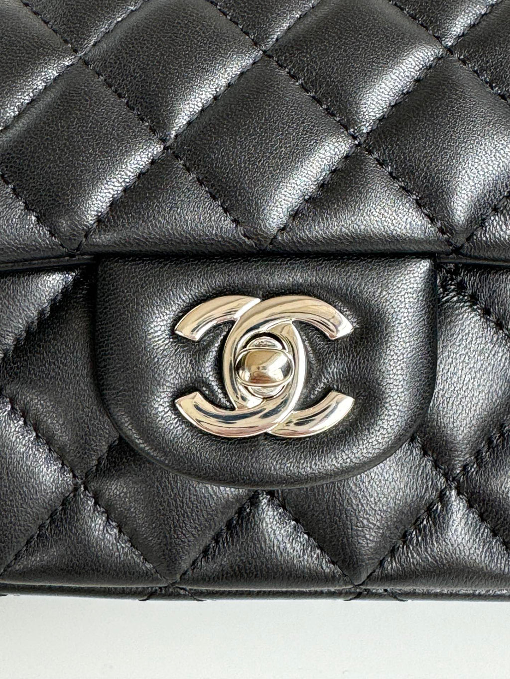 24C FLAP BAG TOP HANDLE CALFSKIN SILVER HARDWARE