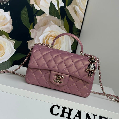 24C FLAP BAG TOP HANDLE CALFSKIN