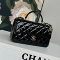 24C FLAP BAG TOP HANDLE PATENT CALFSKIN