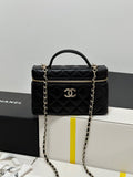 C*C 25C Vanity Case 19.5cm Black Hanel Sheepskin Light Gold Hardware