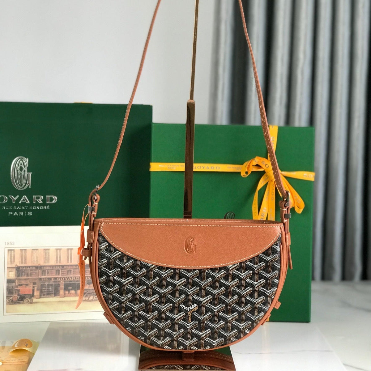 HIRONDELLE BAG LAMBSKIN G*yardine CANVAS