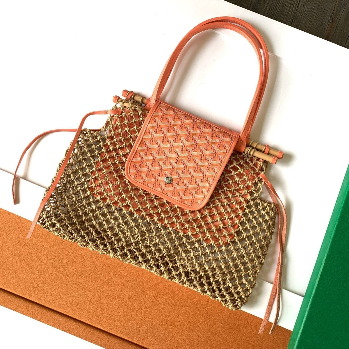 ALIGRE BAG WOVEN RAFFIA CALFSKIN