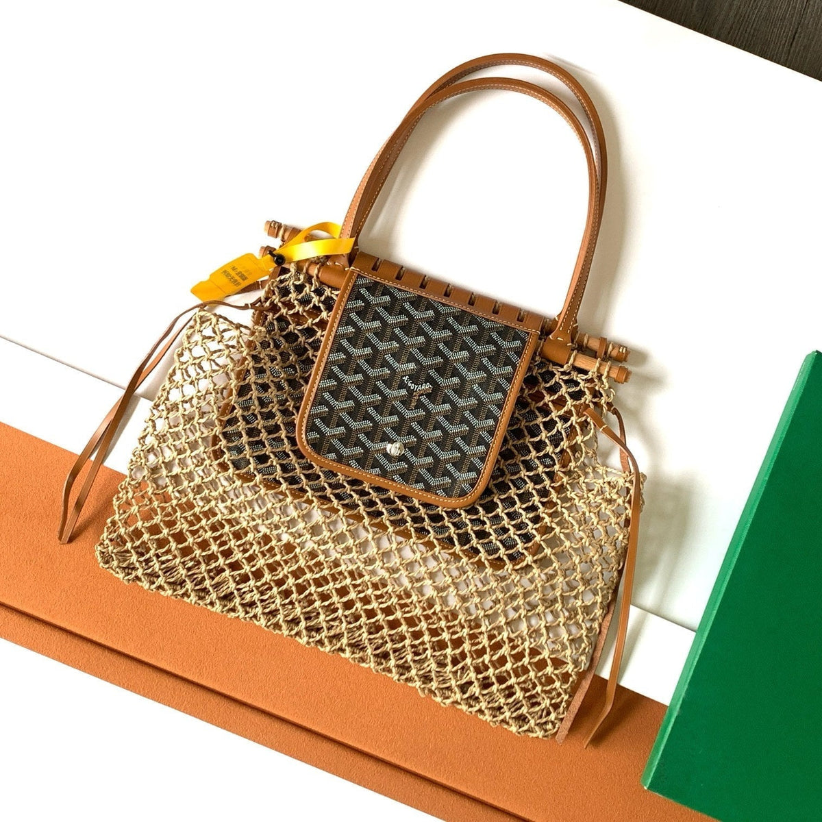 ALIGRE BAG WOVEN RAFFIA CALFSKIN