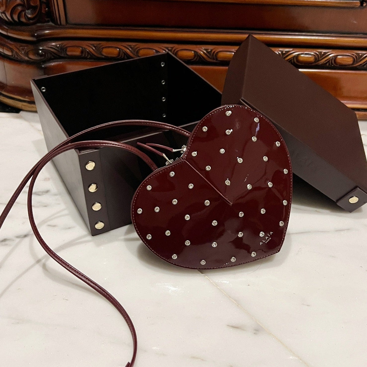 LE COEUR BAG PATENT CALFSKIN ATTACHED STRASS