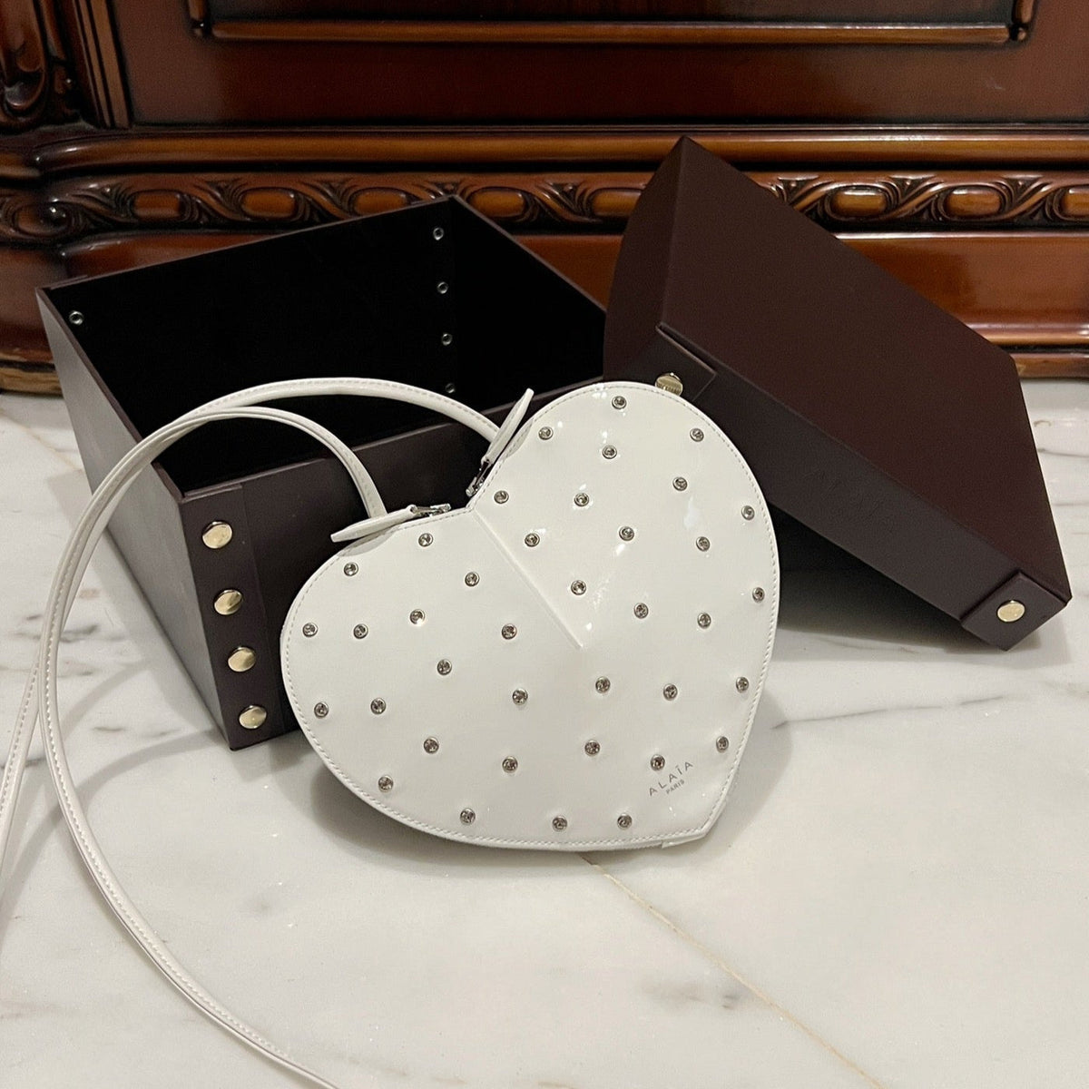 LE COEUR BAG PATENT CALFSKIN ATTACHED STRASS