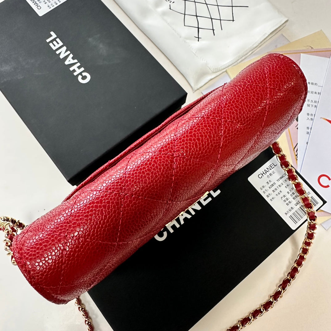 C*C WOC Classic Fortune Bag 19cm Red Caviar Leather
