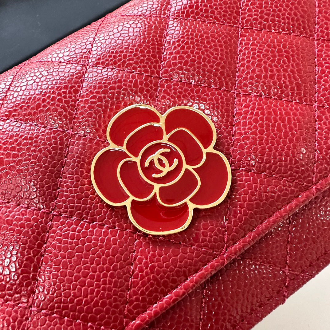 C*C WOC Classic Fortune Bag 19cm Red Caviar Leather