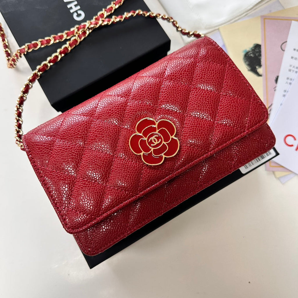 C*C WOC Classic Fortune Bag 19cm Red Caviar Leather
