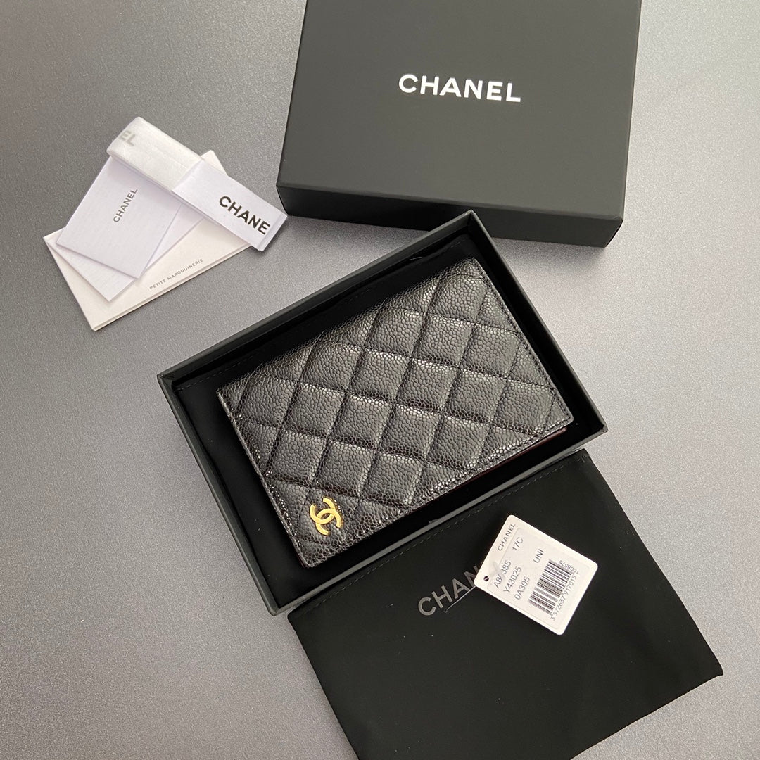C*C Passport Holder Black Caviar GHW