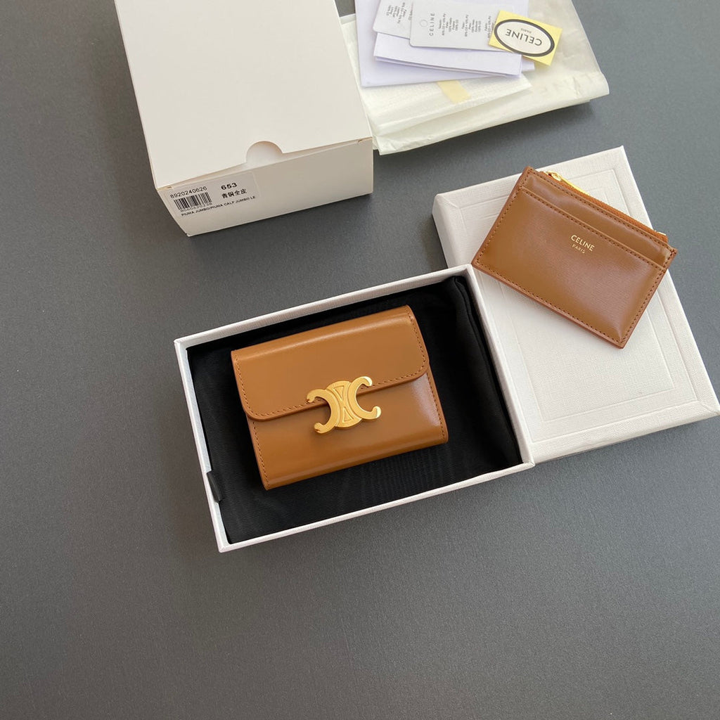 TRIOMPHE Compact Wallet Coin Purse Leather