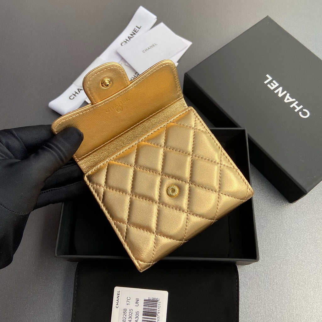 C*C 82288 Classic Flap Wallet Gold Lamskin GHW