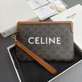 TRIOMPHE C*line Print Small Pouch Tan Cowhide&Canvas